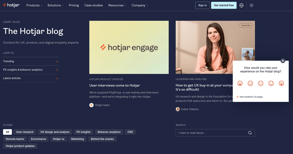 #The Hotjar Feedback widget gathers in-the-moment user reactions