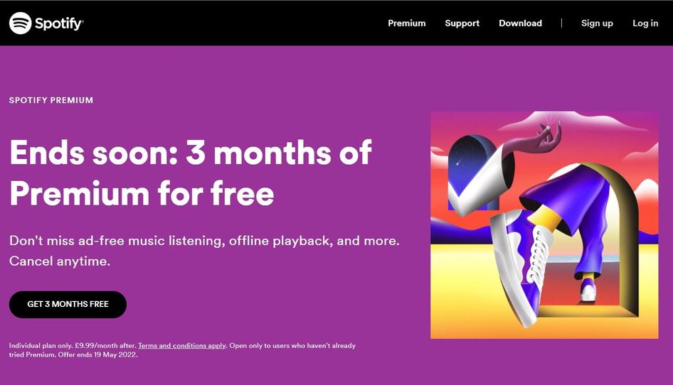 #Spotify’s large white headline stands out well against the purple background