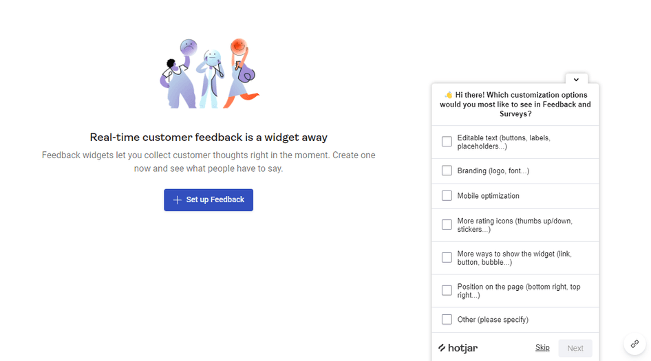 #Example of an in-app survey built with Hotjar