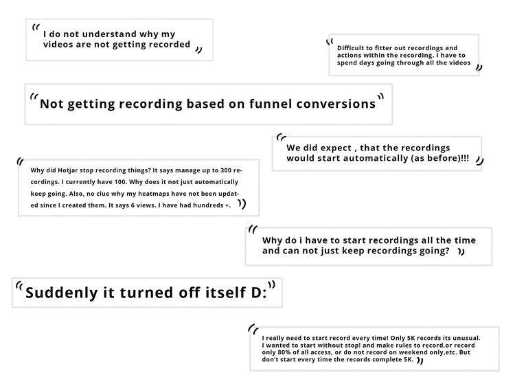 Real user problems feedback we collected about our Recordings tool using an on-page survey 😅
