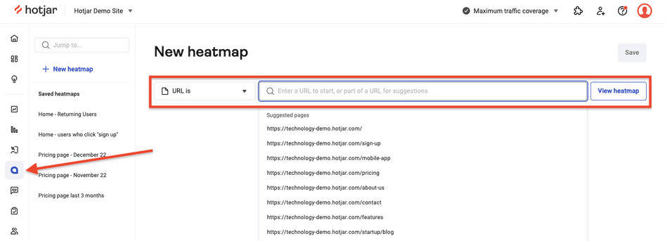 # How to view a mouse tracking move map in Hotjar Heatmaps