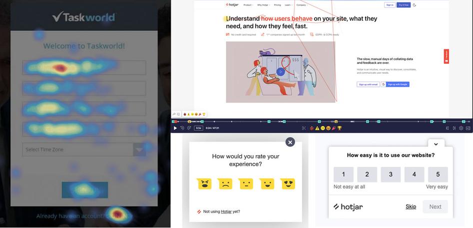 #Some of Hotjar’s tools in action: heatmaps, session recordings, and user surveys

