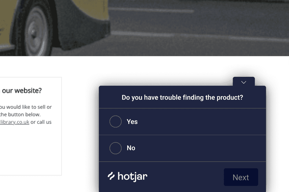 <#A website survey built with Hotjar and placed on web design agency NerdCow’s website