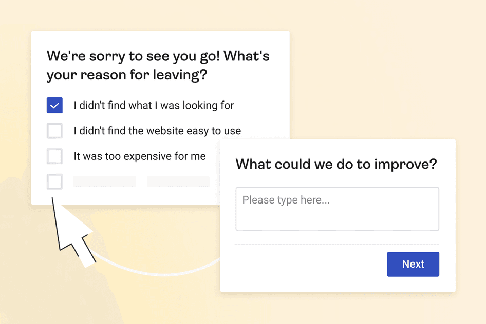 #A Hotjar exit survey lets you capture live feedback before a visitor leaves your site