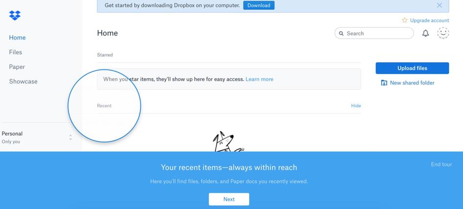 #Dropbox uses simplicity to its advantage with clearly defined banners and steps. Source: Dropbox
