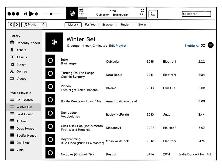 #Balsamiq could be used to design a web app for music streaming