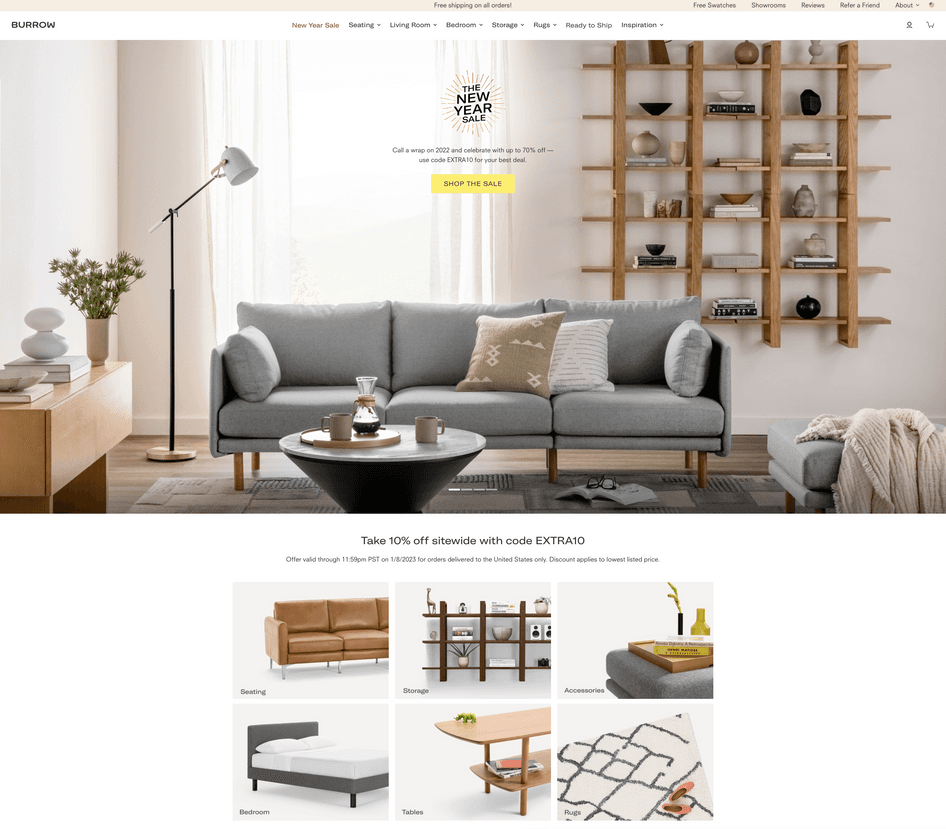 #Burrow’s minimalist homepage design