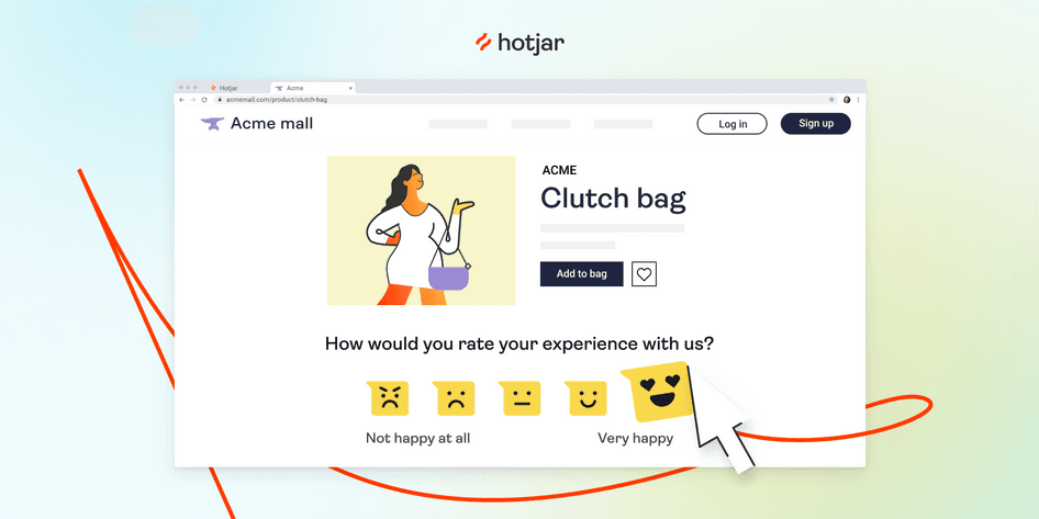 #A Hotjar survey that asks users to rate their experience on a descriptive scale