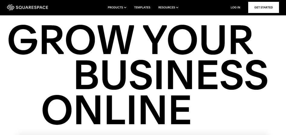 #Squarespace makes a statement with oversized typography on their homepage. Source: Squarespace