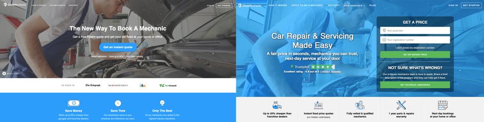 #Before (left) and after (right) ClickMechanic’s above-the-fold UI redesign