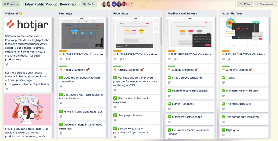 #Our public product roadmap at Hotjar, built with Trello