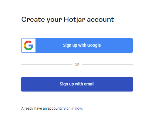 #The Hotjar sign-up form has a Google SSO option 