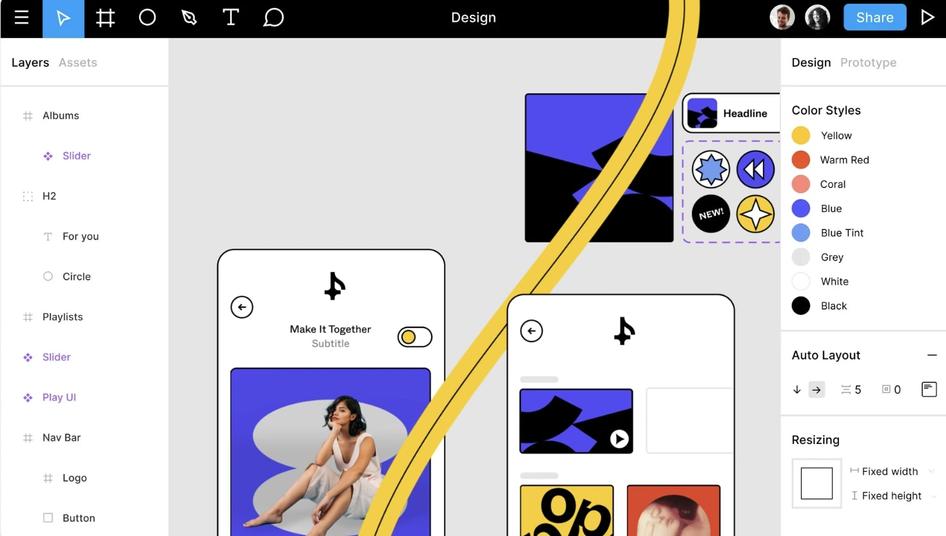 #Use Figma to create prototypes for logos, websites, and web apps based on your business and user needs. 
Source: Figma