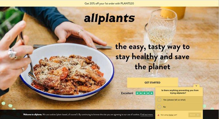 Allplants website with incoming feedback