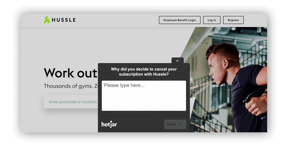 #Survey tools helped Hussle collect feedback to get rich insights while users browsed the site in real-time. Img sourcer: Hotjar.com
