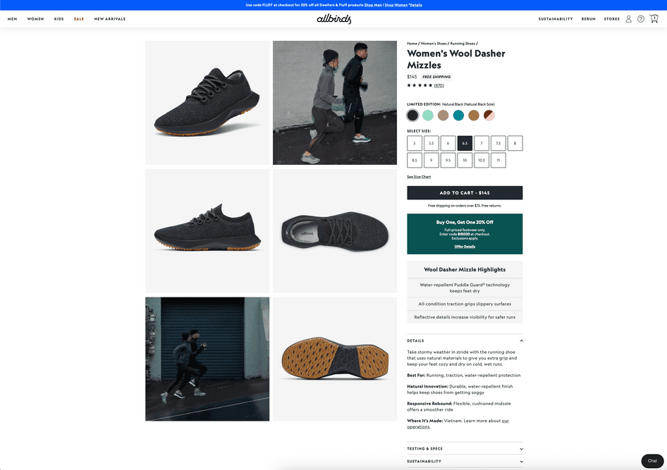 #An example of an Allbirds product page