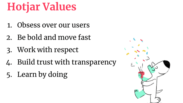 <#Hotjar's current (2019) company values