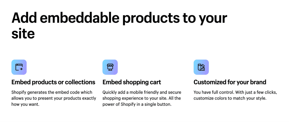 #Options with Shopify’s Buy Button (Source: Shopify)