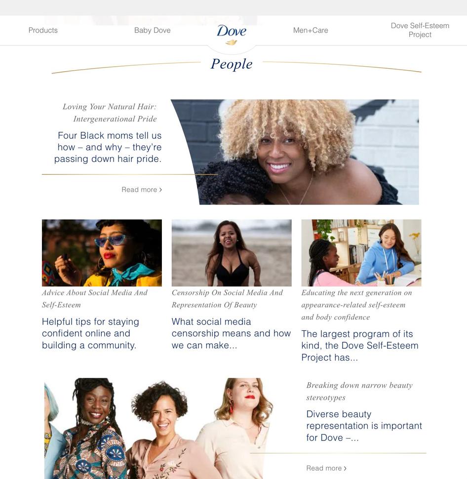 #Dove is an excellent example of a brand whose website embraces inclusion and empowers all user identities