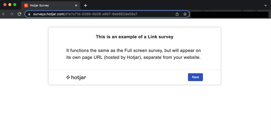 #What a Hotjar link survey looks like 