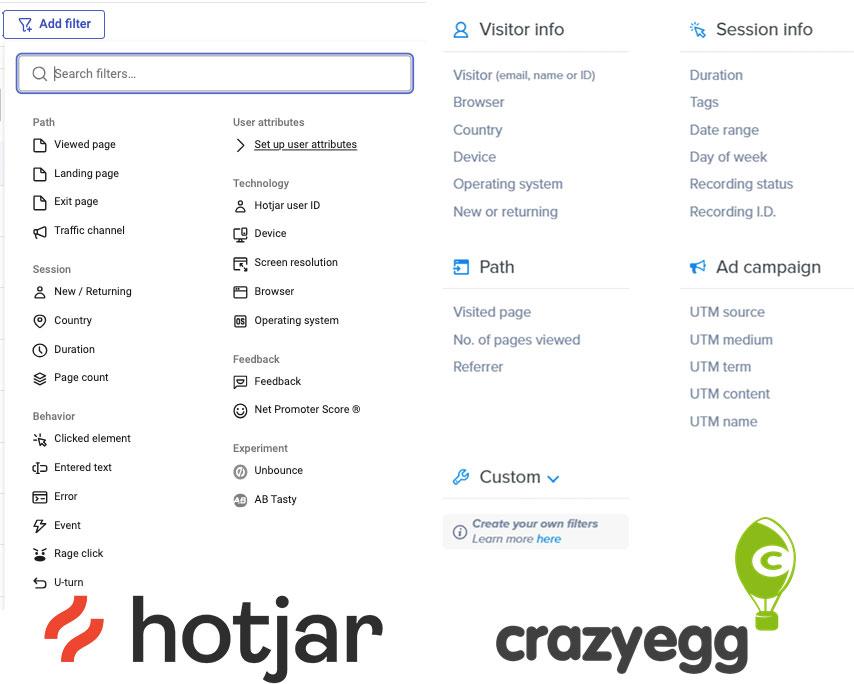 #Hotjar vs. Crazy Egg recording filters