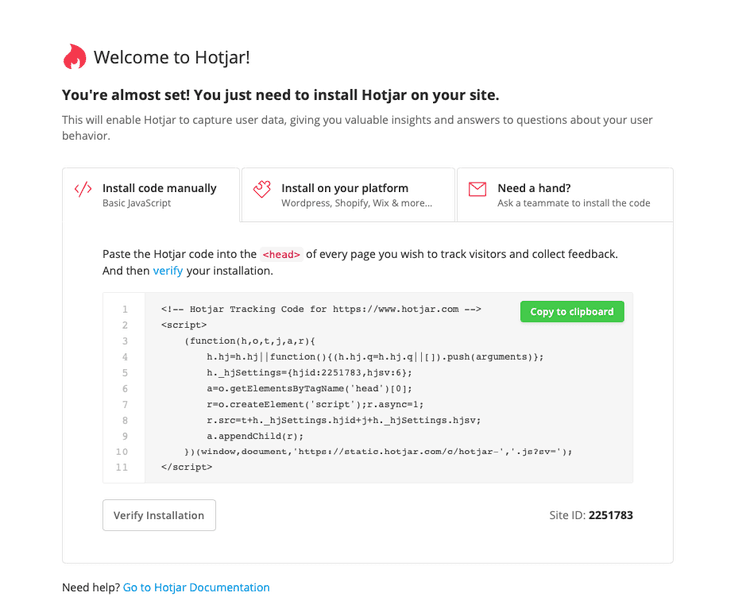 AN EXAMPLE JAVASCRIPT TRACKING CODE FROM HOTJAR