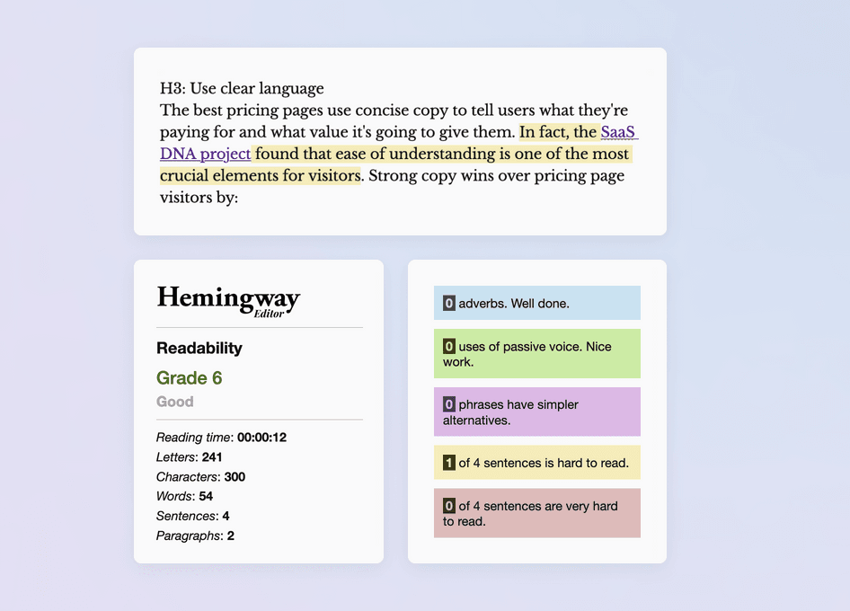 #The Hemingway Editor is a writing app that highlights complex sentences and common writing errors, making it easier to draft clear, concise copy