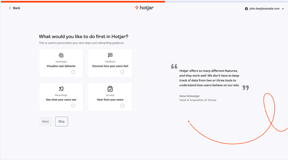 #An example of a Hotjar sign-up flow redesign