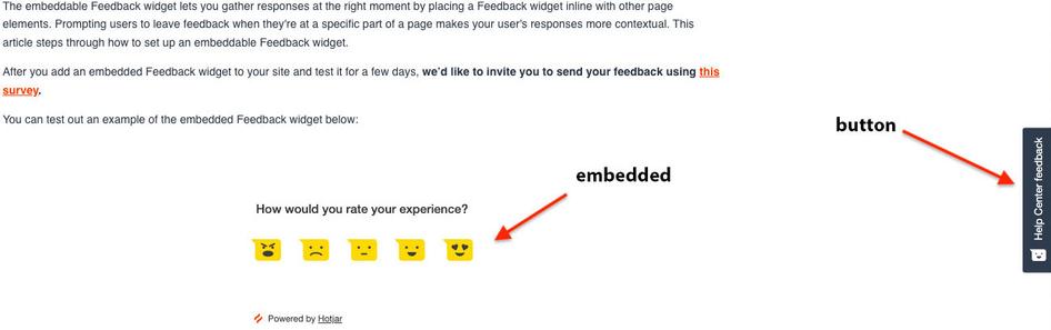 #The difference between a feedback button and embedded feedback widget