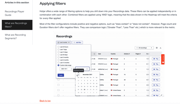 #How to apply filters video in Hotjar’s knowledge base
