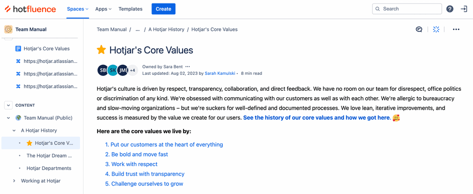 #Hotjar puts its core values into action by publishing them in the publicly available team manual
