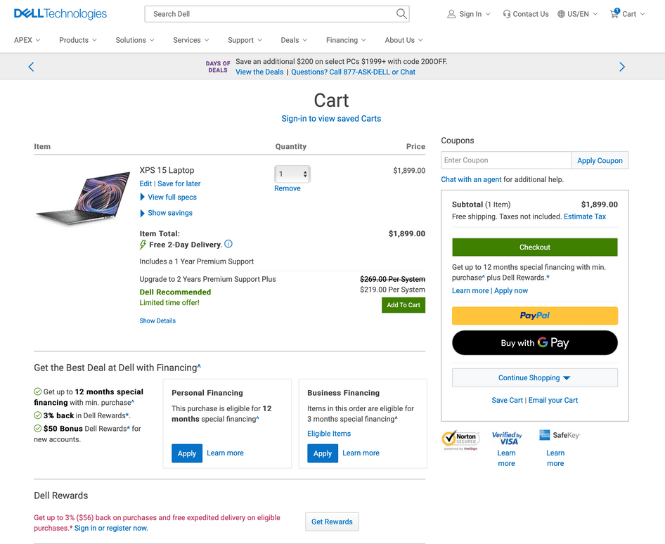 #The Dell shopping cart page 