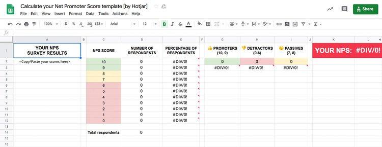 #The NPS Excel calculation template: you will paste your NPS survey results into Column A