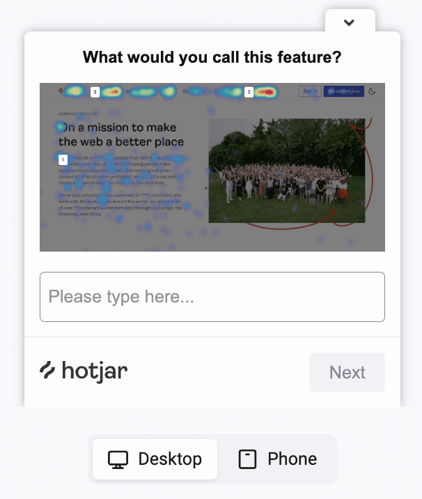 #Use the Hotjar Surveys tool to gather user insights about naming