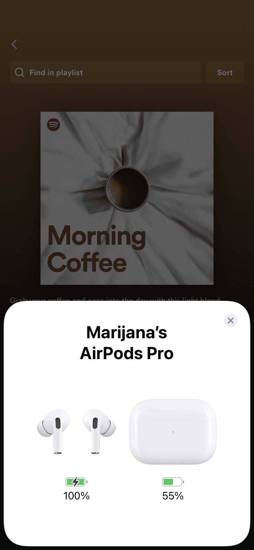 #AirPods Pro prompt that shows current battery levels