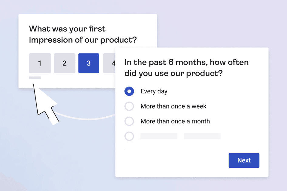 #A couple more sample questions in a product feedback survey