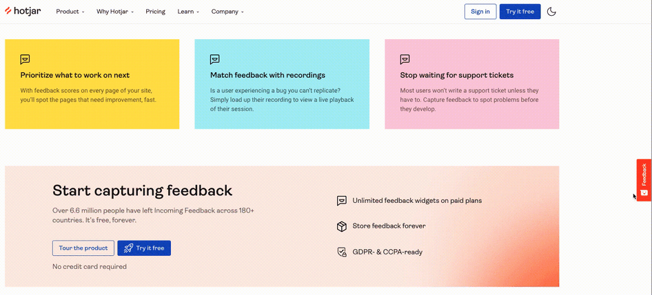 #A feedback widget lets users weigh in on your site design