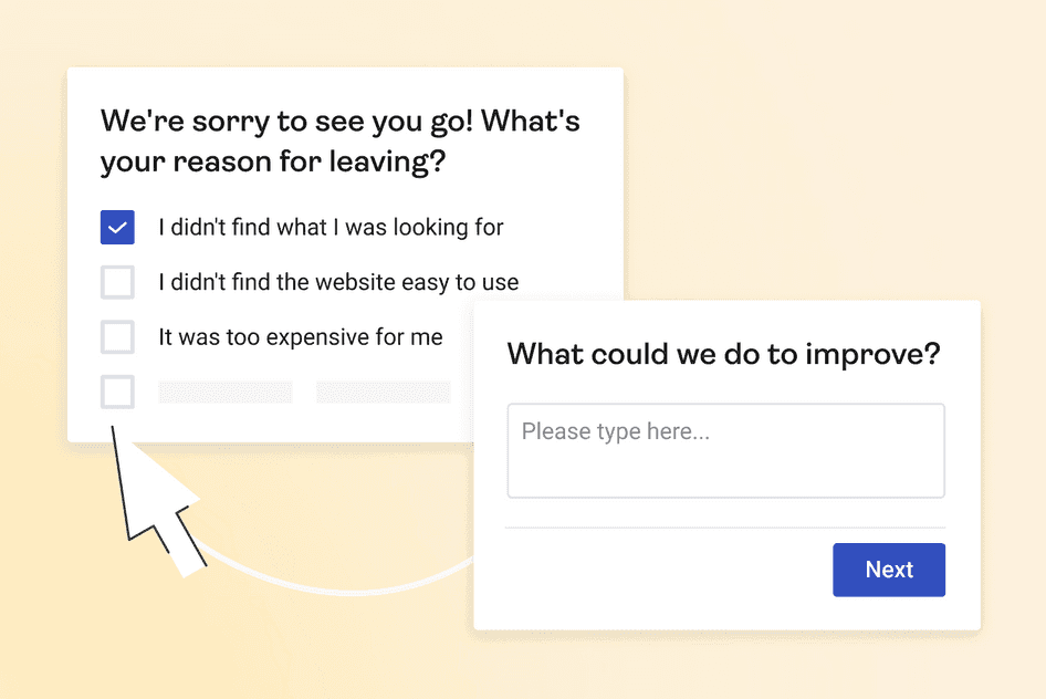 #An example exit survey that asks visitors why they’re leaving a page