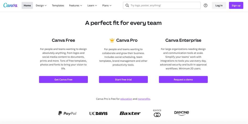 #Canva customers can choose between the Free, Pro, and Enterprise plans so they get started on the right journey for them