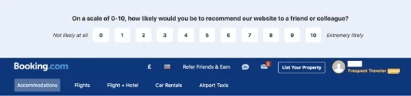 <#An on-page NPS survey from booking.com
