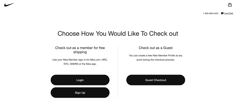 #The Nike checkout process includes a guest checkout option