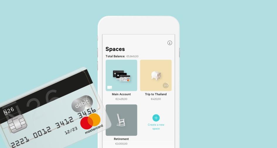 #Users can customize spaces and bank cards based on individual preferences. Image source: n26.com