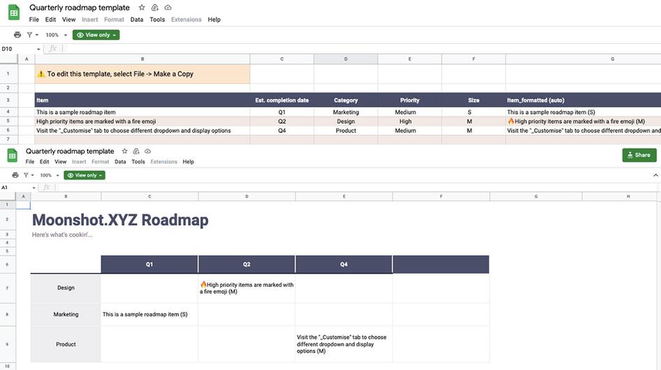 #A free Google Sheets template converts spreadsheet data into a product roadmap