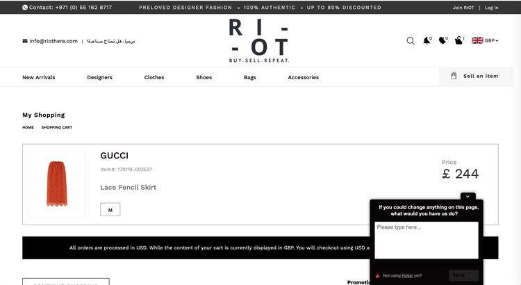 #A one-survey question from ecommerce site Riot shown to customers with high purchase intent