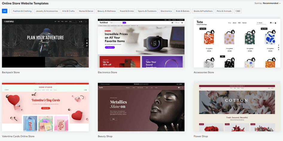 #A small selection of Wix’s ecommerce templates (Source: Wix)