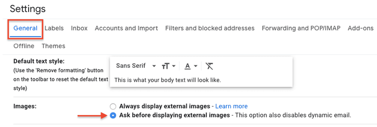 #How to block external images in Gmail