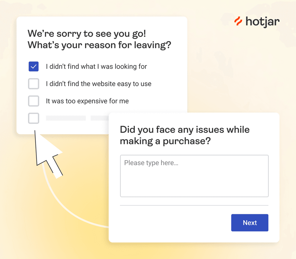 #A simple Hotjar Survey helps you get clear insights from users