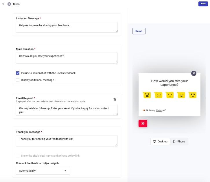 #Use Hotjar’s Feedback tool to determine why users are enjoying your product or what’s preventing them from converting