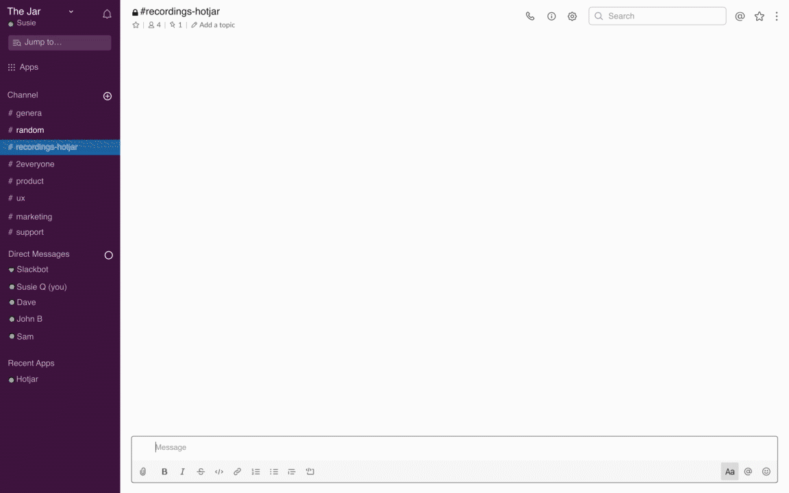 #Slack integration with Hotjar Recordings