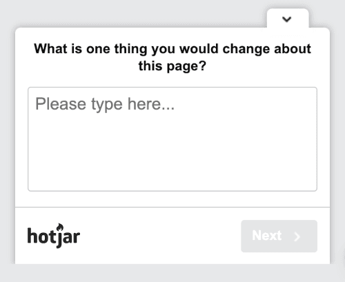 <#An example of an open-ended question in a Hotjar survey
